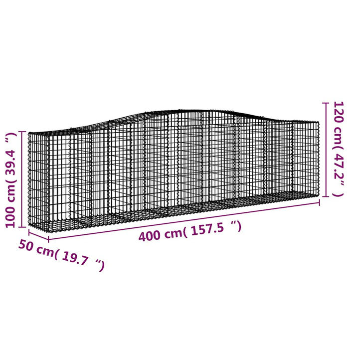 Coșuri gabion arcuite 9 buc, 400x50x100/120 cm fier galvanizat - WALTI WALTI