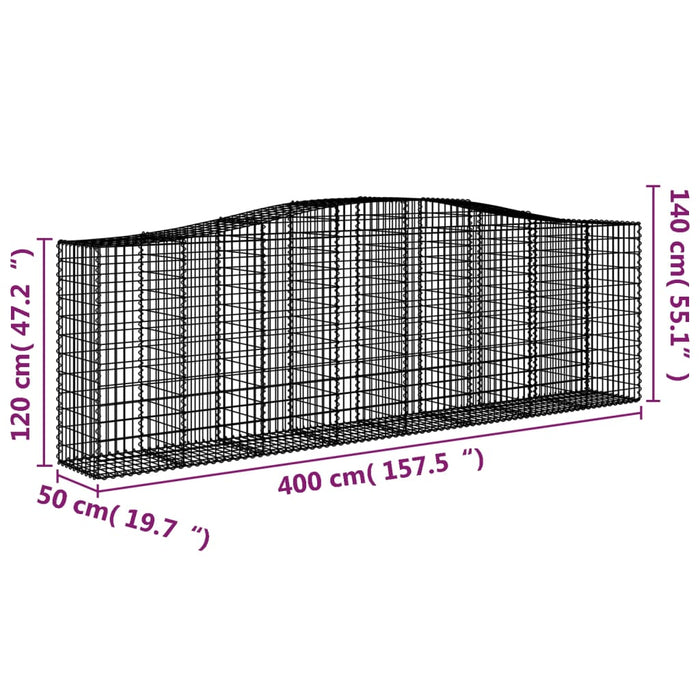 Coșuri gabion arcuite 20 buc, 400x50x120/140cm, fier galvanizat - WALTI WALTI