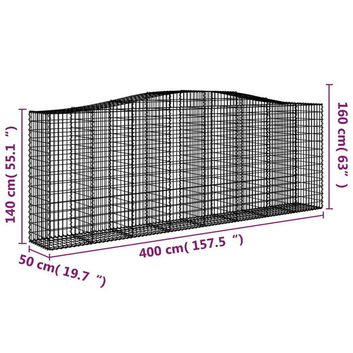 Coșuri gabion arcuite 9 buc, 400x50x140/160 cm, fier galvanizat - WALTI WALTI