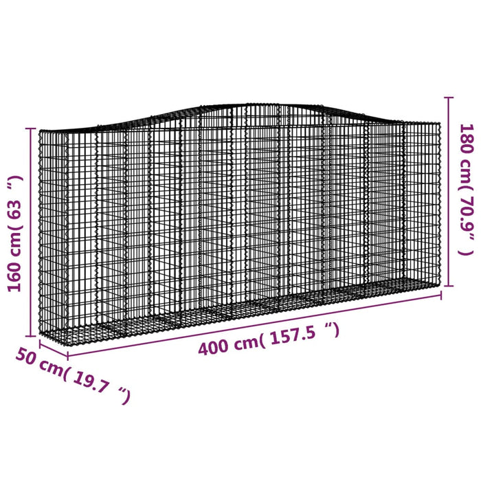 Coșuri gabion arcuite 7 buc. 400x50x160/180 cm, fier galvanizat - WALTI WALTI