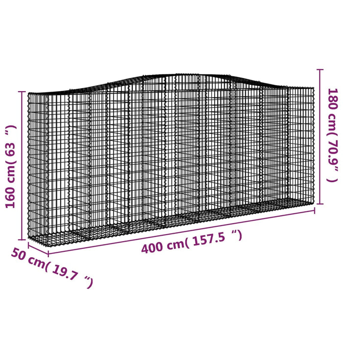 Coșuri gabion arcuite 8 buc. 400x50x160/180 cm, fier galvanizat - WALTI WALTI