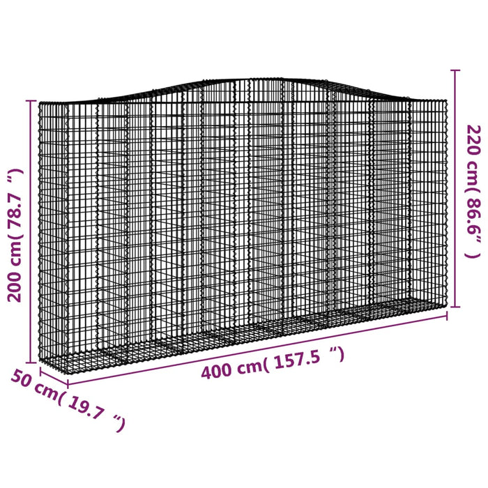 Coșuri gabion arcuite, 2 buc 400x50x200/220 cm, fier galvanizat - WALTI WALTI
