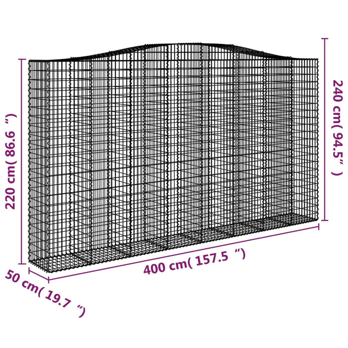 Coșuri gabion arcuite, 4 buc, 400x50x220/240cm, fier galvanizat - WALTI WALTI