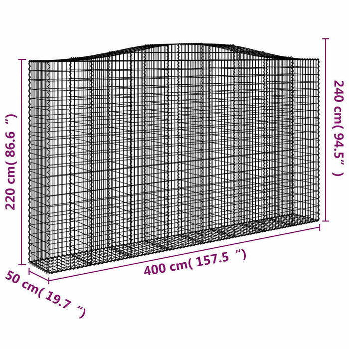 Coșuri gabion arcuite, 6 buc, 400x50x220/240cm, fier galvanizat - WALTI WALTI