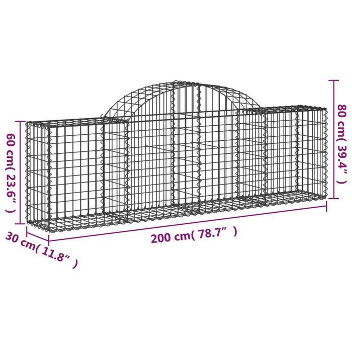 Coșuri gabion arcuite 10 buc, 200x30x60/80 cm, fier galvanizat - WALTI WALTI