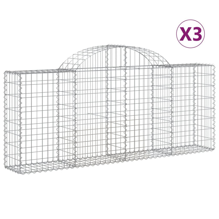 Coșuri gabion arcuite 3 buc, 200x30x80/100cm, fier galvanizat - WALTI WALTI