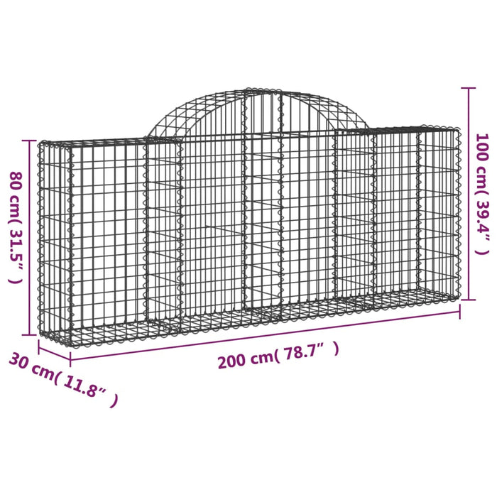 Coșuri gabion arcuite 3 buc, 200x30x80/100cm, fier galvanizat - WALTI WALTI
