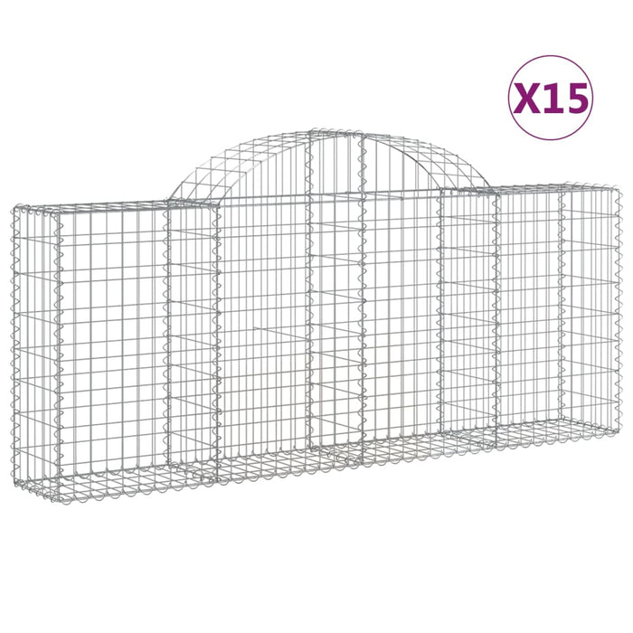 Coșuri gabion arcuite 15 buc, 200x30x80/100cm, fier galvanizat - WALTI WALTI