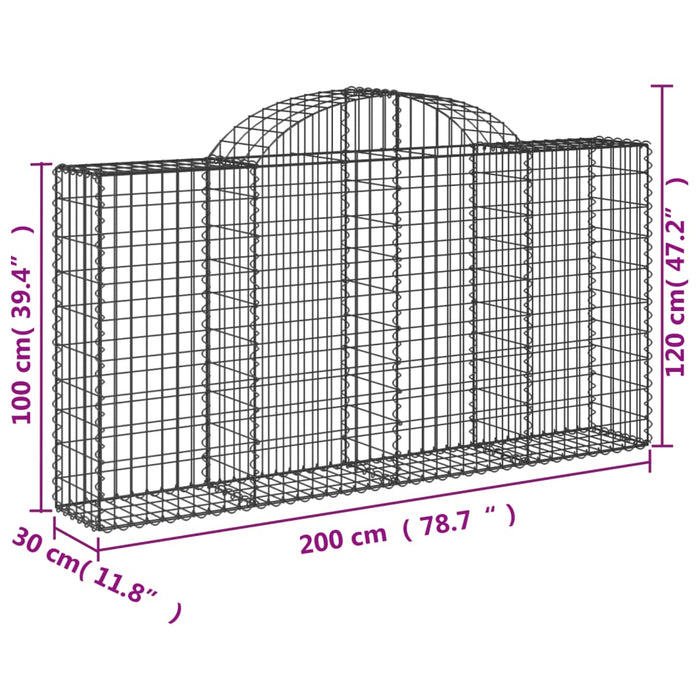 Coșuri gabion arcuite 5 buc, 200x30x100/120 cm fier galvanizat - WALTI WALTI