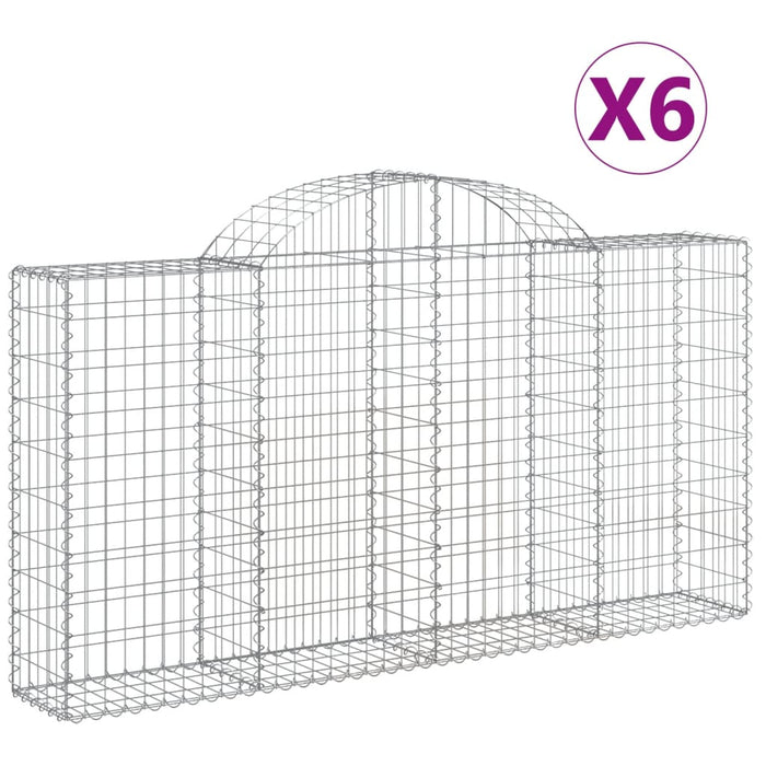 Coșuri gabion arcuite 6 buc, 200x30x100/120 cm fier galvanizat - WALTI WALTI