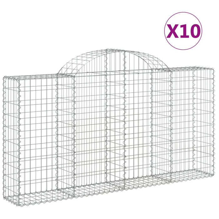 Coșuri gabion arcuite 10 buc, 200x30x100/120 cm fier galvanizat - WALTI WALTI