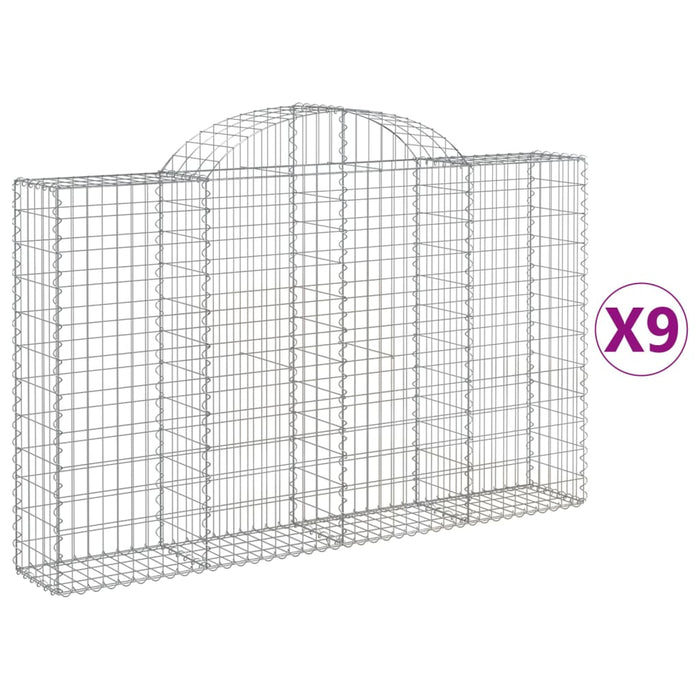 Coșuri gabion arcuite 9 buc, 200x30x120/140 cm, fier galvanizat WALTI