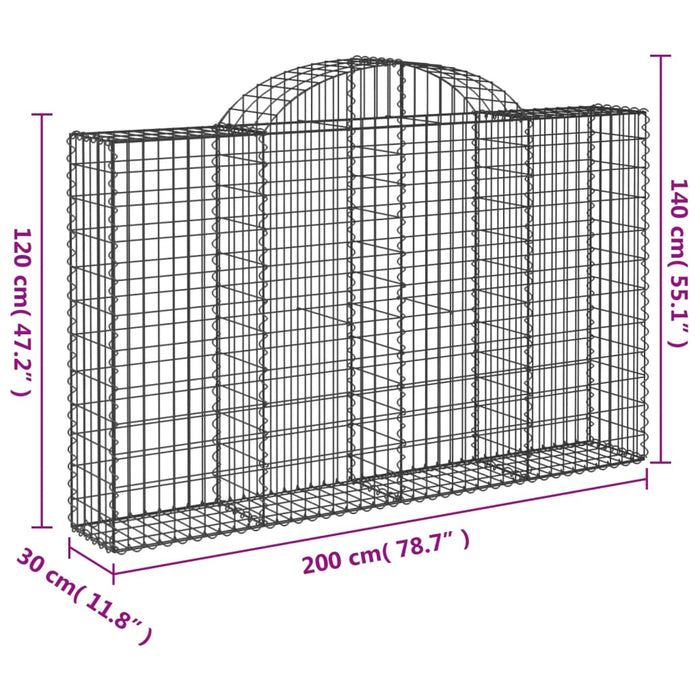 Coșuri gabion arcuite 12 buc, 200x30x120/140cm, fier galvanizat WALTI