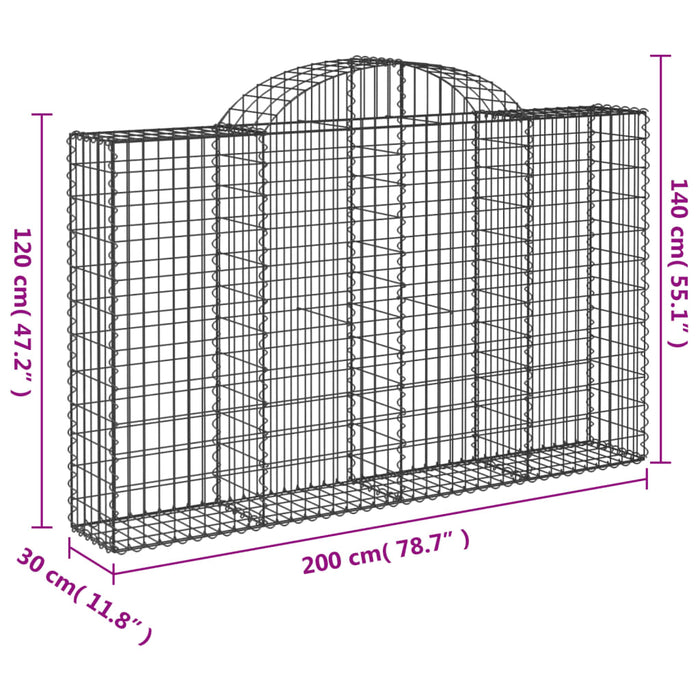 Coșuri gabion arcuite 18 buc, 200x30x120/140cm, fier galvanizat WALTI