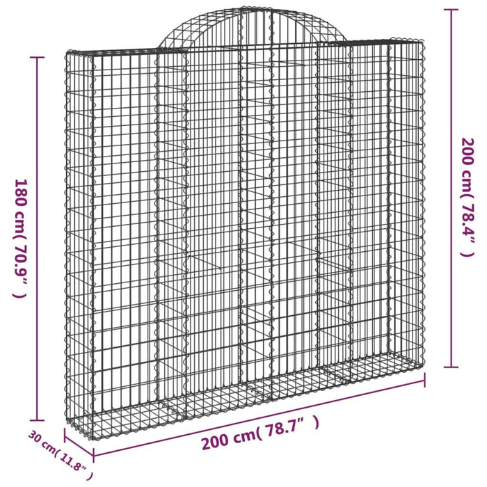 Coșuri gabion arcuite 5 buc, 200x30x180/200cm, fier galvanizat WALTI
