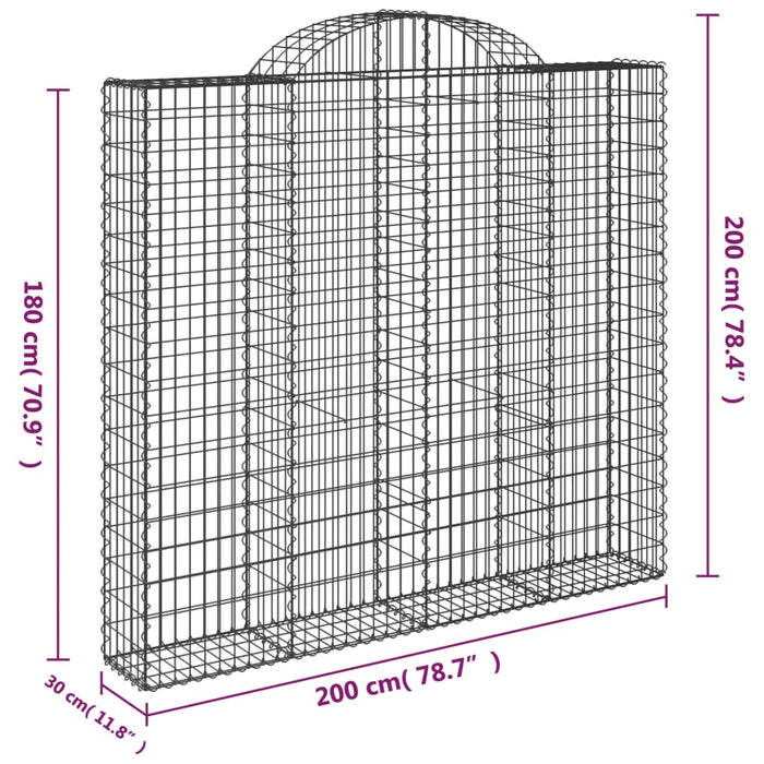 Coșuri gabion arcuite 6 buc, 200x30x180/200cm, fier galvanizat - WALTI WALTI