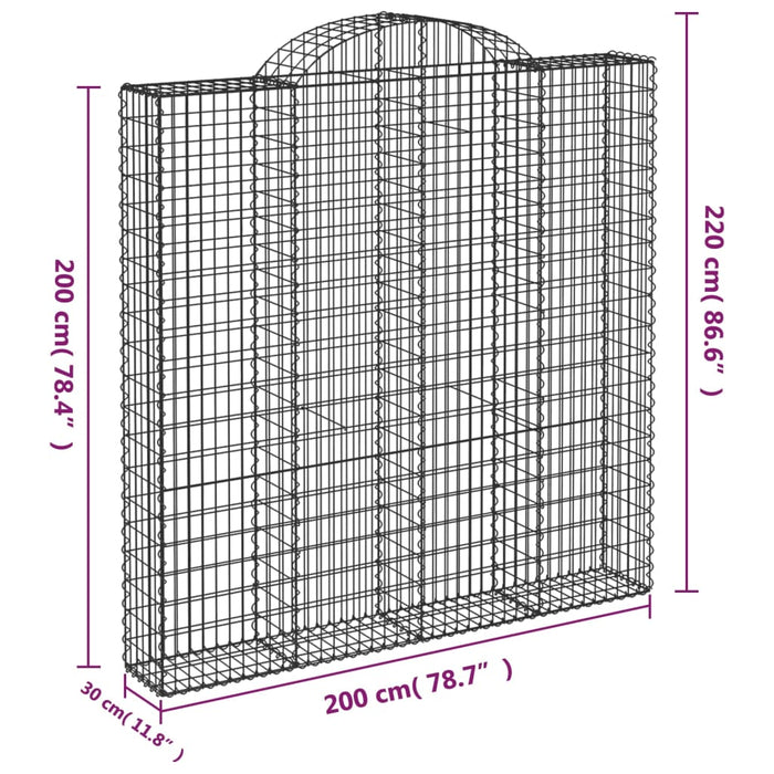 Coșuri gabion arcuite 2 buc. 200x30x200/220 cm fier galvanizat - WALTI WALTI