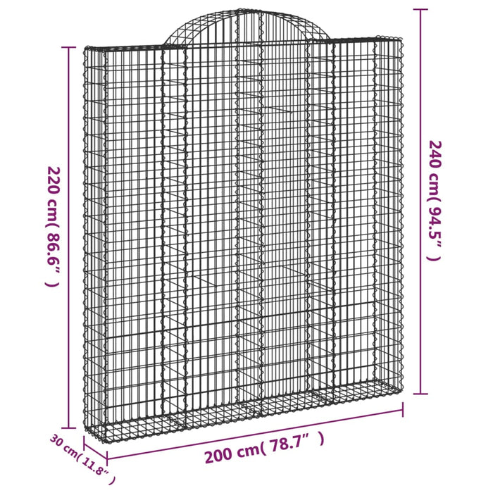 Coșuri gabion arcuite, 2 buc 200x30x220/240cm, fier galvanizat - WALTI WALTI