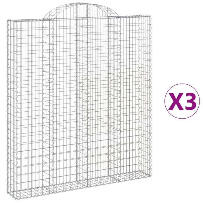 Coșuri gabion arcuite,3 buc., 200x30x220/240cm, fier galvanizat - WALTI WALTI