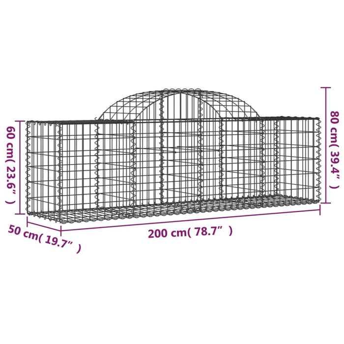 Coșuri gabion arcuite 4 buc, 200x50x60/80 cm, fier galvanizat - WALTI WALTI