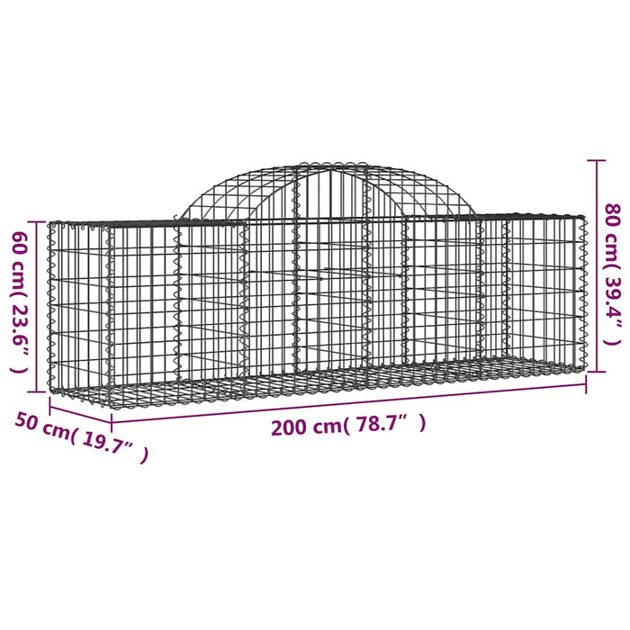 Coșuri gabion arcuite 12 buc, 200x50x60/80 cm, fier galvanizat - WALTI WALTI