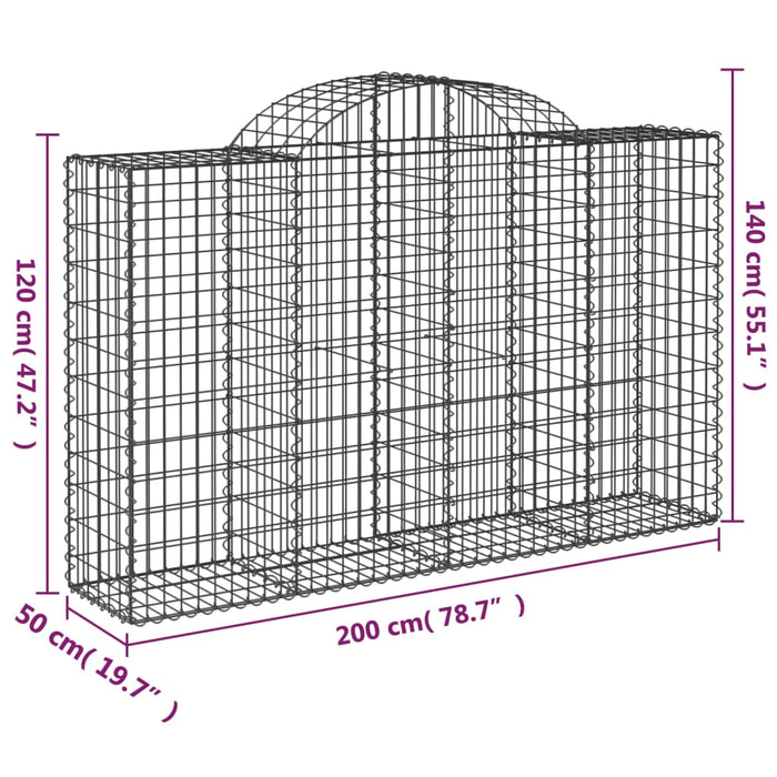 Coșuri gabion arcuite 13 buc, 200x50x120/140 cm,fier galvanizat - WALTI WALTI