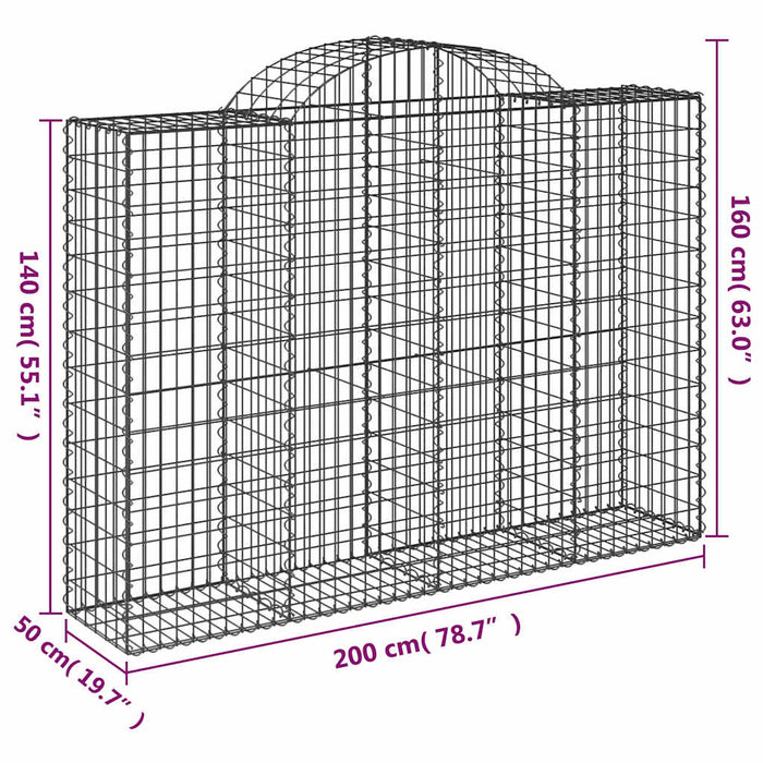 Coșuri gabion arcuite 10 buc, 200x50x140/160cm, fier galvanizat - WALTI WALTI