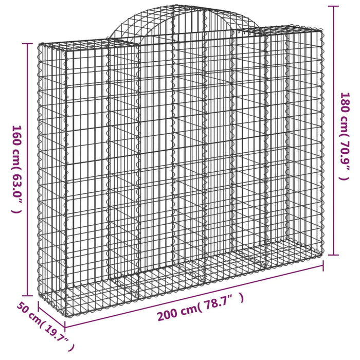 Coșuri gabion arcuite 2 buc, 200x50x160/180 cm, fier galvanizat - WALTI WALTI