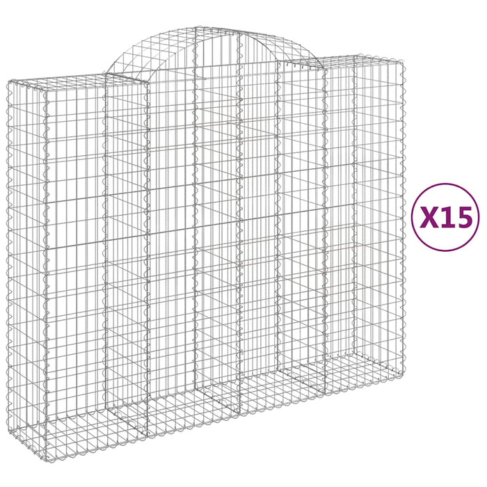 Coș gabion arcuit, 15 buc, 200x50x160/180 cm, fier galvanizat - WALTI WALTI
