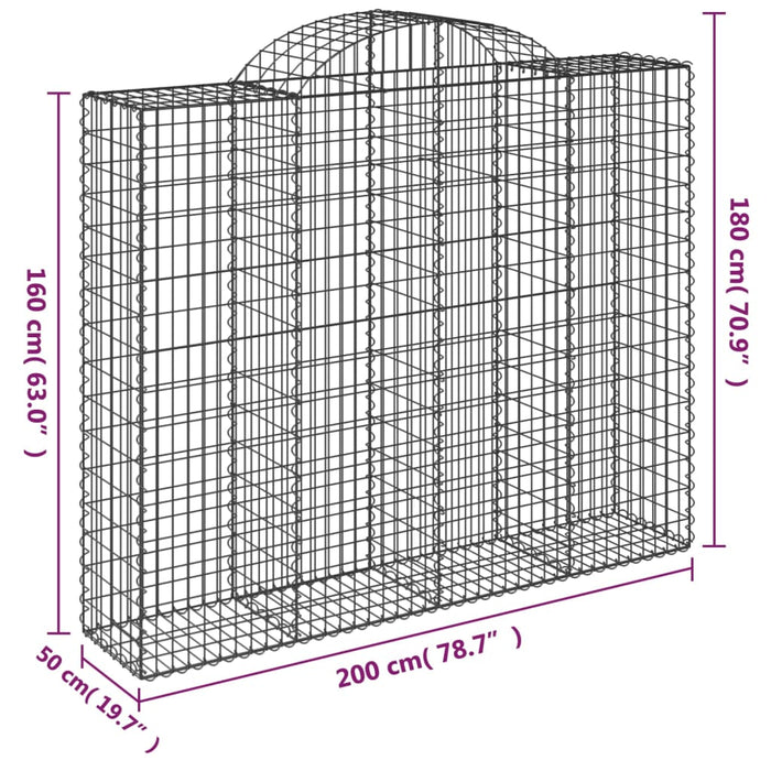 Coșuri gabion arcuite 50 buc, 200x50x160/180cm, fier galvanizat WALTI