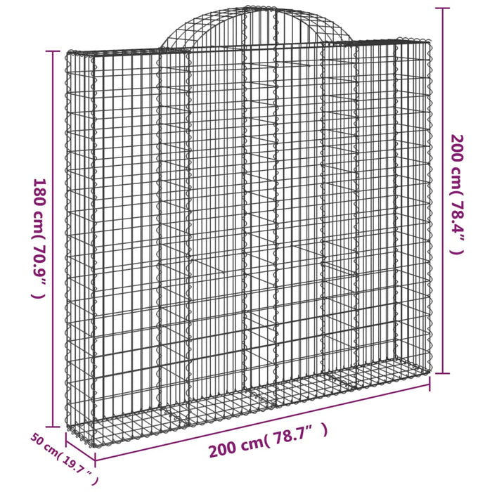 Coșuri gabion arcuite 6 buc, 200x50x180/200 cm, fier galvanizat WALTI