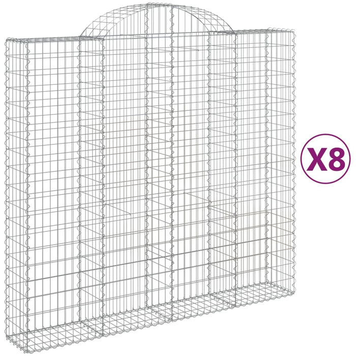 Coșuri gabion arcuite 8 buc, 200x50x180/200 cm, fier galvanizat WALTI