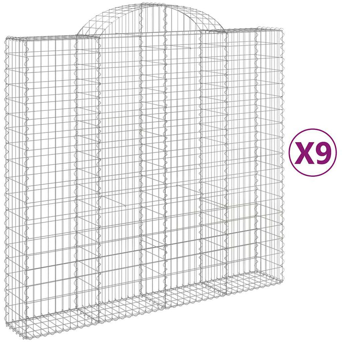 Coșuri gabion arcuite 9 buc, 200x50x180/200 cm, fier galvanizat WALTI