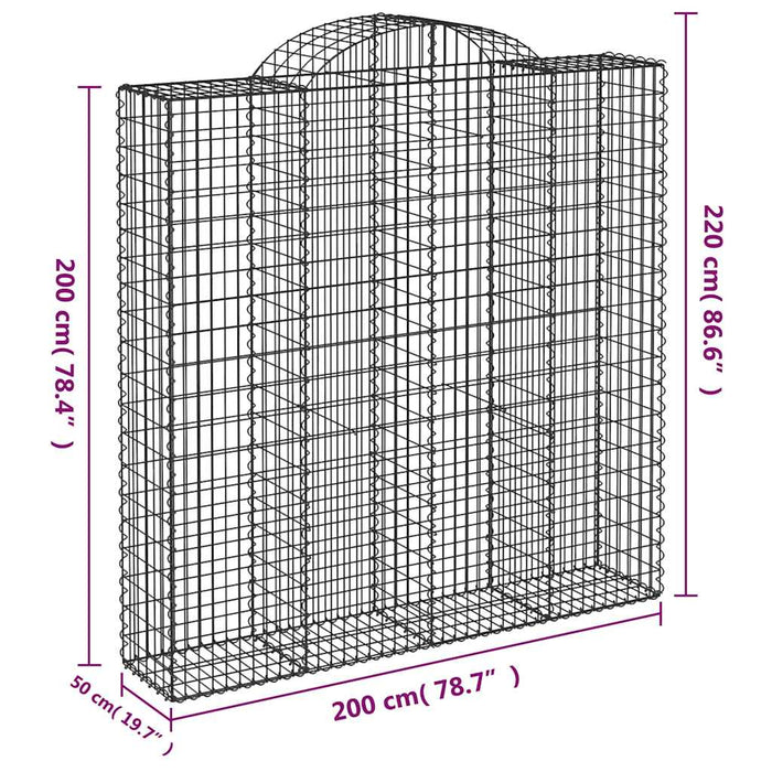 Coșuri gabion arcuite, 9 buc 200x50x200/220 cm, fier galvanizat - WALTI WALTI