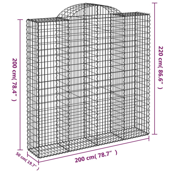 Coșuri gabion arcuite, 10 buc 200x50x200/220cm, fier galvanizat - WALTI WALTI