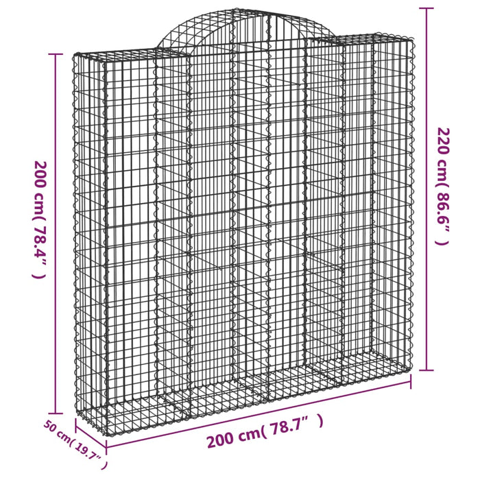 Coșuri gabion arcuite, 11 buc 200x50x200/220cm, fier galvanizat - WALTI WALTI