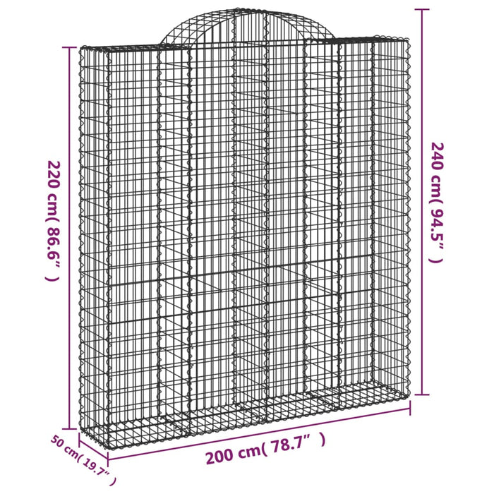 Coșuri gabion arcuite, 8 buc, 200x50x220/240cm, fier galvanizat - WALTI WALTI
