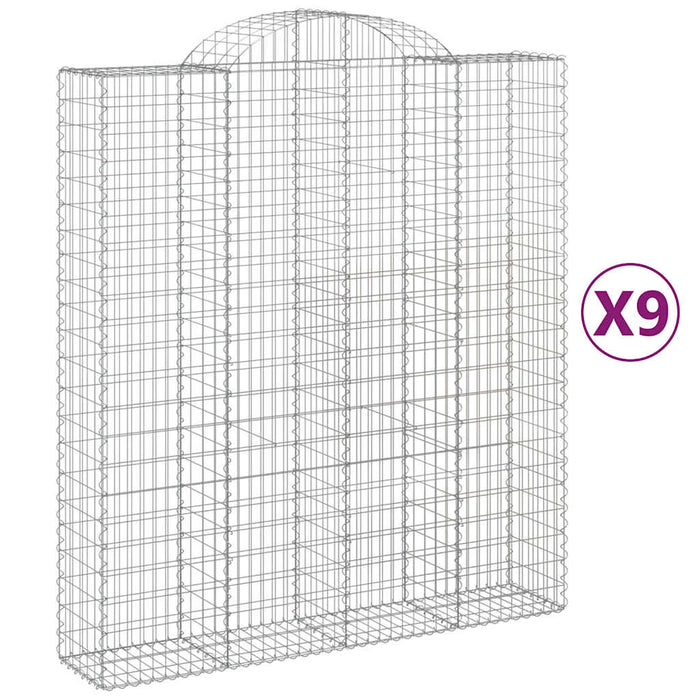 Coșuri gabion arcuite, 9 buc, 200x50x220/240cm, fier galvanizat - WALTI WALTI