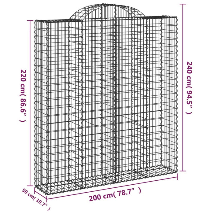 Coșuri gabion arcuite, 11 buc 200x50x220/240cm, fier galvanizat - WALTI WALTI