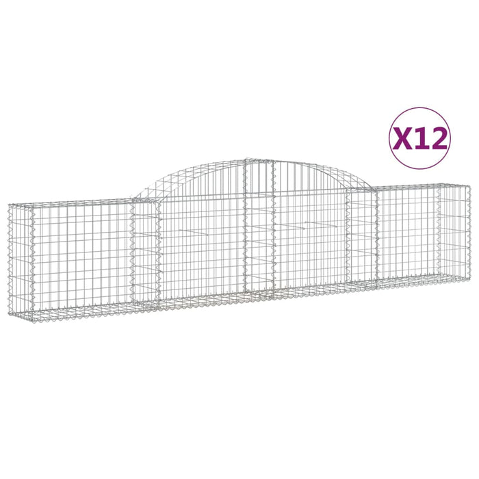 Coșuri gabion arcuite, 12 buc., 300x30x60/80cm, fier galvanizat - WALTI WALTI
