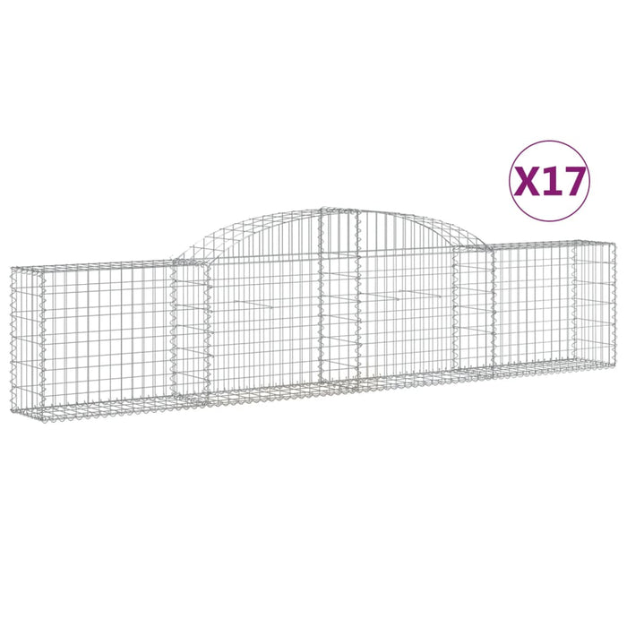 Coșuri gabion arcuite, 17 buc., 300x30x60/80cm, fier galvanizat - WALTI WALTI