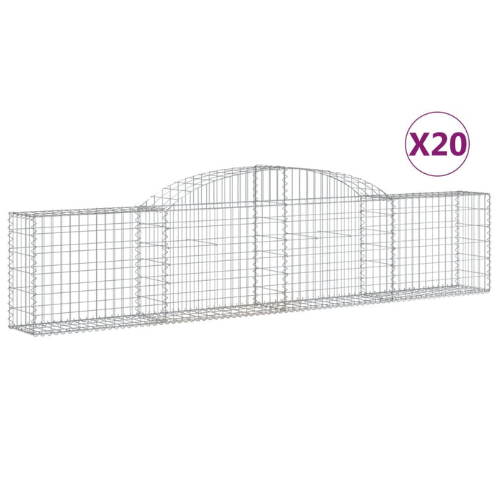 Coșuri gabion arcuite, 20 buc., 300x30x60/80cm, fier galvanizat - WALTI WALTI