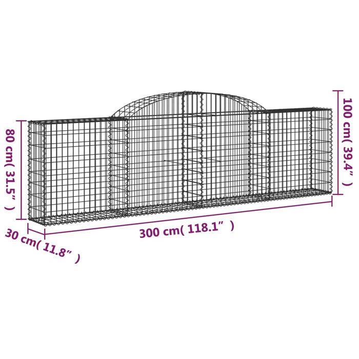 Coșuri gabion arcuite 11 buc, 300x30x80/100 cm, fier galvanizat - WALTI WALTI