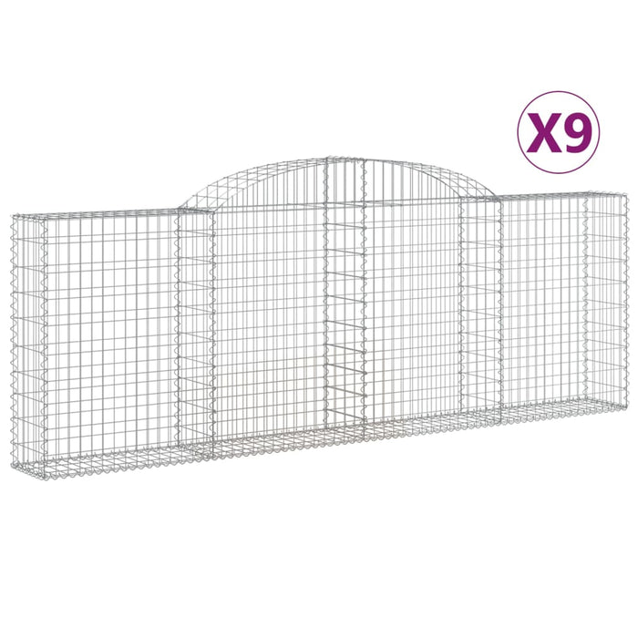 Coșuri gabion arcuite 9 buc, 300x30x100/120 cm fier galvanizat - WALTI WALTI