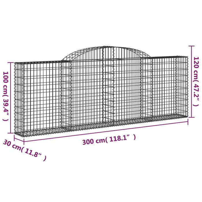 Coșuri gabion arcuite 13 buc, 300x30x100/120 cm fier galvanizat - WALTI WALTI