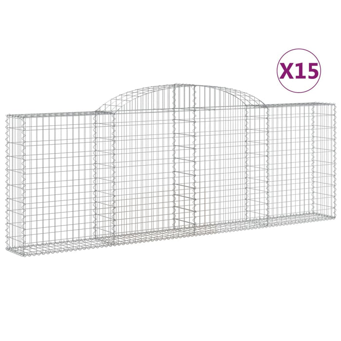 Coșuri gabion arcuite 15 buc, 300x30x100/120 cm fier galvanizat - WALTI WALTI