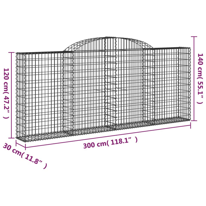 Coșuri gabion arcuite 5 buc, 300x30x120/140 cm, fier galvanizat - WALTI WALTI