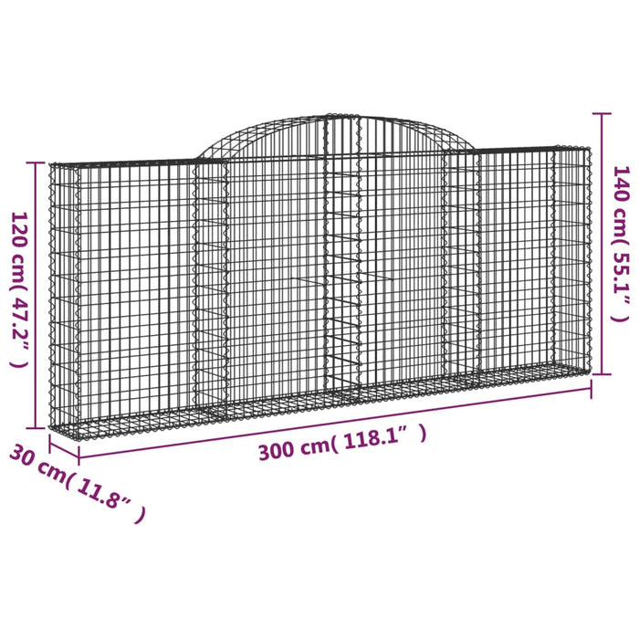 Coșuri gabion arcuite 6 buc, 300x30x120/140 cm, fier galvanizat - WALTI WALTI