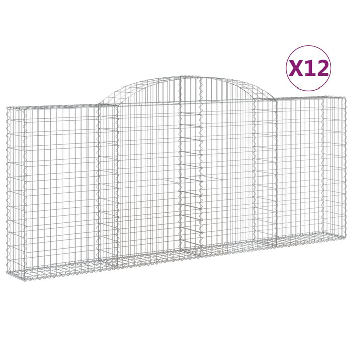 Coșuri gabion arcuite 12 buc, 300x30x120/140 cm fier galvanizat - WALTI WALTI