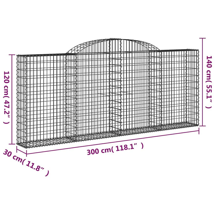 Coșuri gabion arcuite 20 buc, 300x30x120/140 cm fier galvanizat - WALTI WALTI